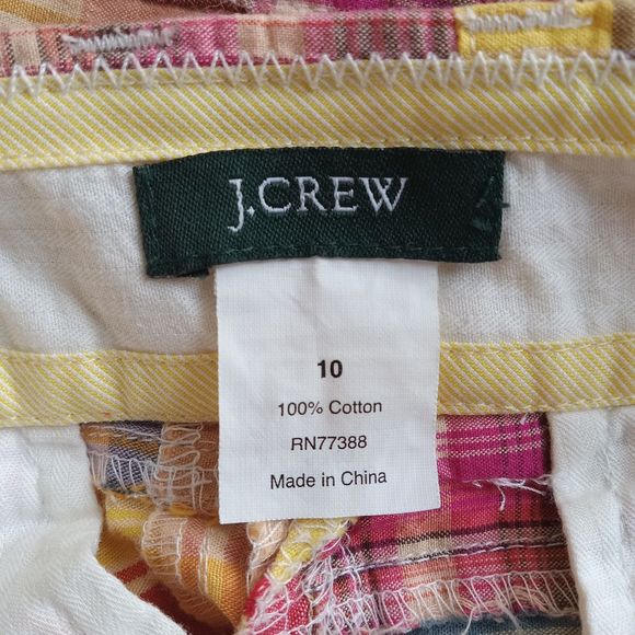 J Crew Women's Size 10 Madras Plaid Shorts Yellow Pink - Picture 3 of 4